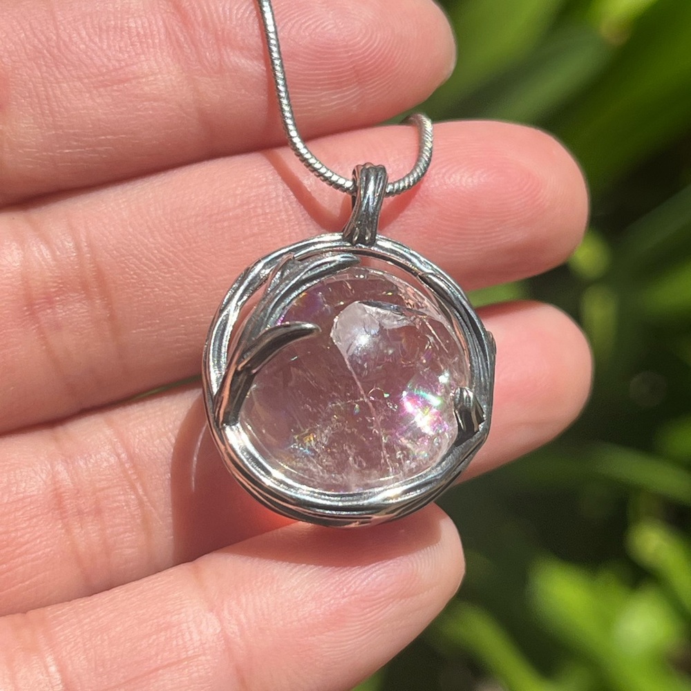 Sterling silver interchangeable clear Quartz pendant - Picture 5 of 6